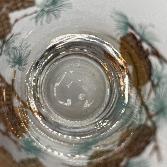 David Douglas "Pinecone" Old Fashioned Glasses Set of 2 Gold Aqua Vintage Libbey - Picture 12 of 14